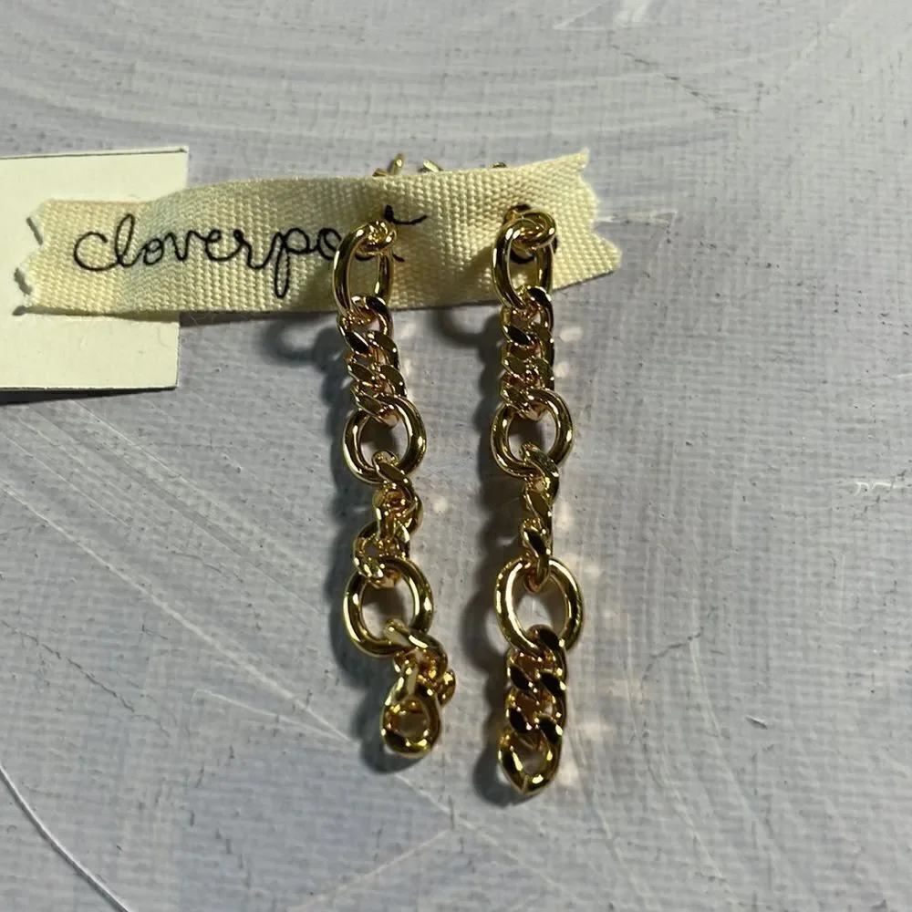 New Anthropologie x Cloverpost Jaden 14K Gold Chain Earrings